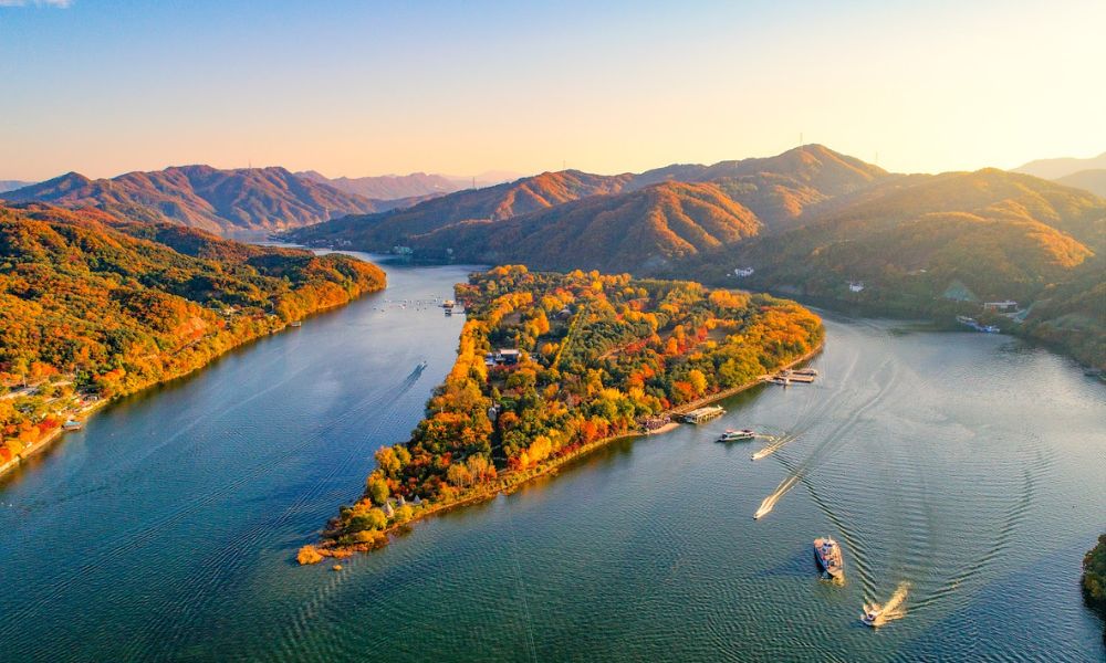 hình ảnh đảo nami từ góc trên cao