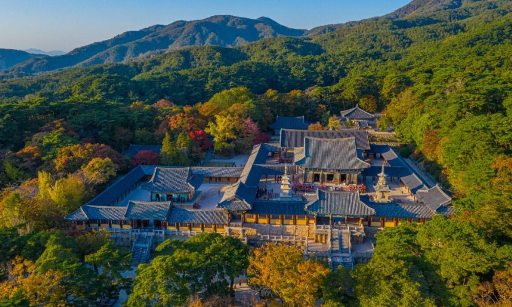 hình ảnh từ trên cao của chùa Bulguksa