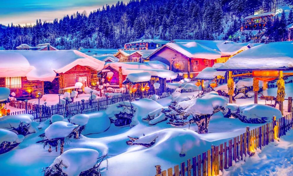 Làng Tuyết Hương (Hắc Long Giang) mùa đông