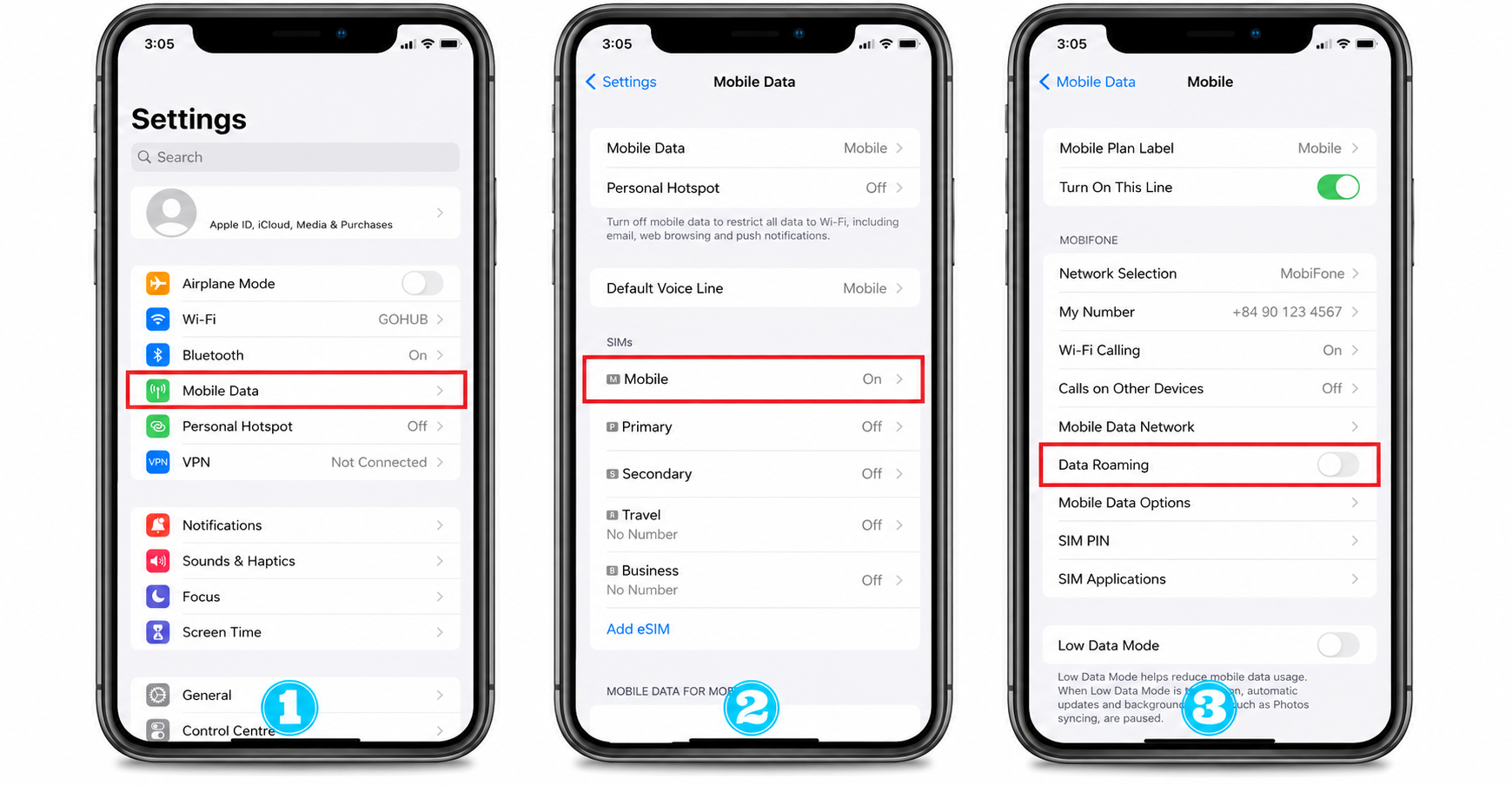 Guide to enabling data roaming on iOS