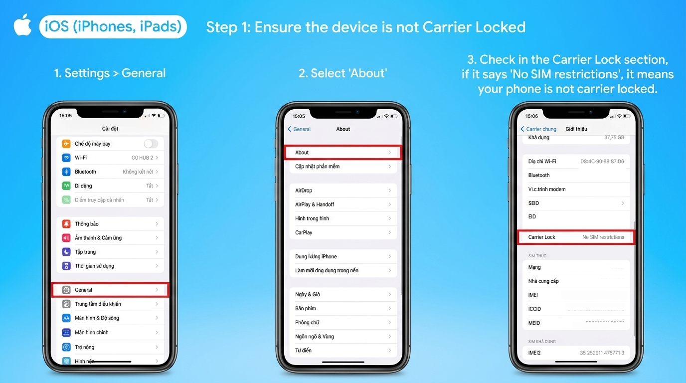 Check carrier lock on iPhone